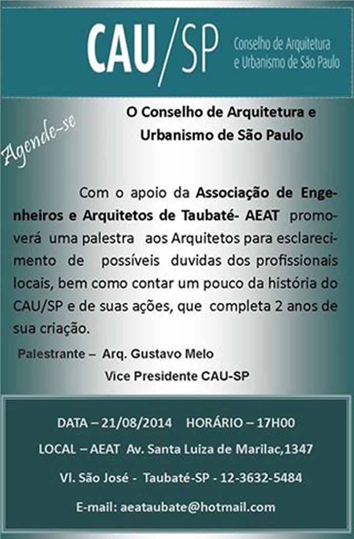 PALESTRA: CAU/SP e AEAT